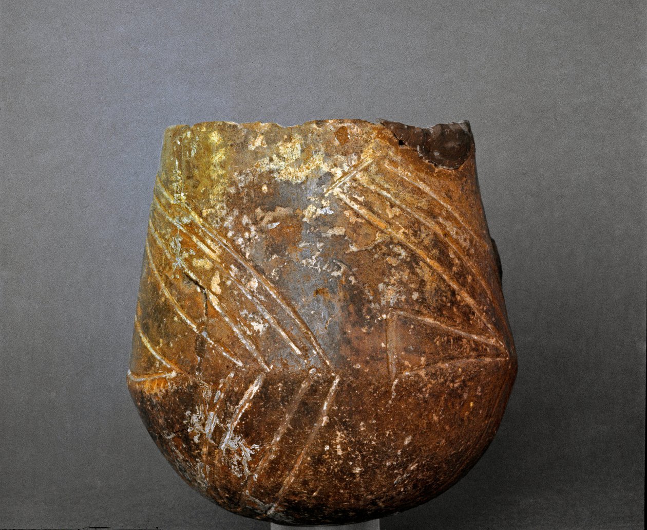 Prehistoire: terrakottavase fra nekropolisen Caolino ved Sasso di Furbara, Lazio. Steinalder. Neolitisk. Roma, Luigi Pigorini nasjonalmuseum for forhistorisk etnografi av Prehistoric Prehistoric
