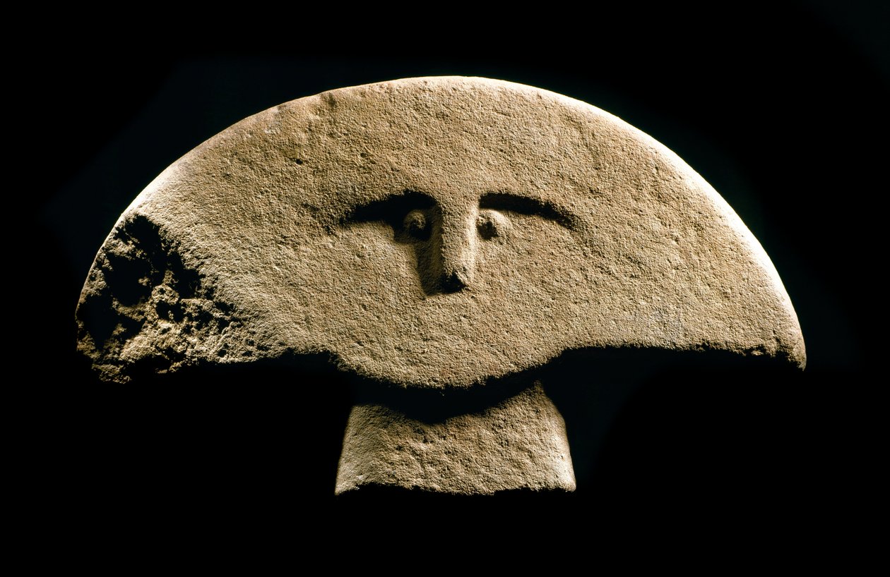 Forhistorisk kunst: figurer skulpturert i jernalderen. 1100-800 f.Kr. La Spezia, kommunalt museum for Lunigiana-sivilisasjonen av Prehistoric Prehistoric