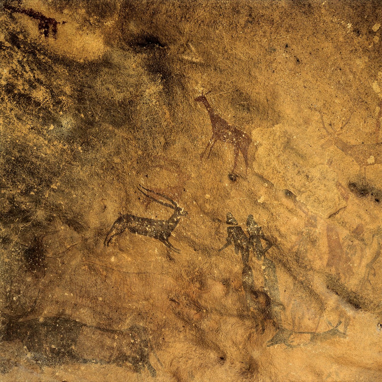 Forhistorisk fallisk dans Spania, Catalonia, Lleida, El Cogul, Grotte des Maures (maleri) av Prehistoric Prehistoric
