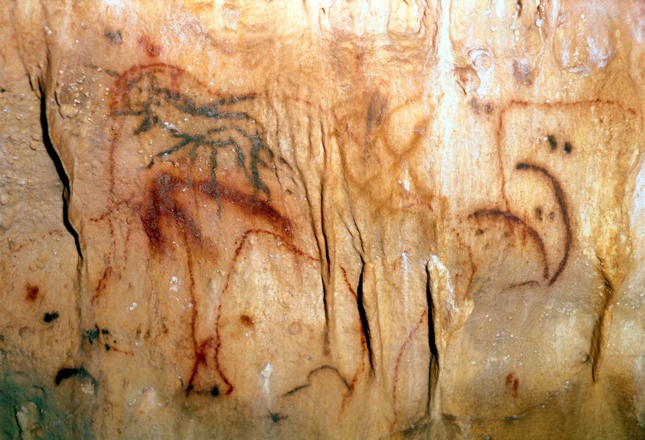 Forhistorie: en såret mann (bergmaleri) av Prehistoric Prehistoric