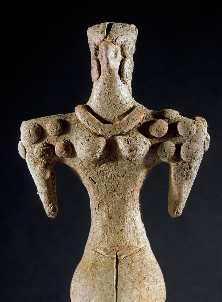 Forhistorie: leirestatuett av en kvinne med firkantet skulder fra sentrale Turkmenistan (Kara-Depe-regionen). 4000-3700 f.Kr. Eneolitisk, kobberalder. Sol. 18 cm Moskva, institutt for arkeologi ved det russiske vitenskapsakademiet, Russland av Prehistoric Prehistoric