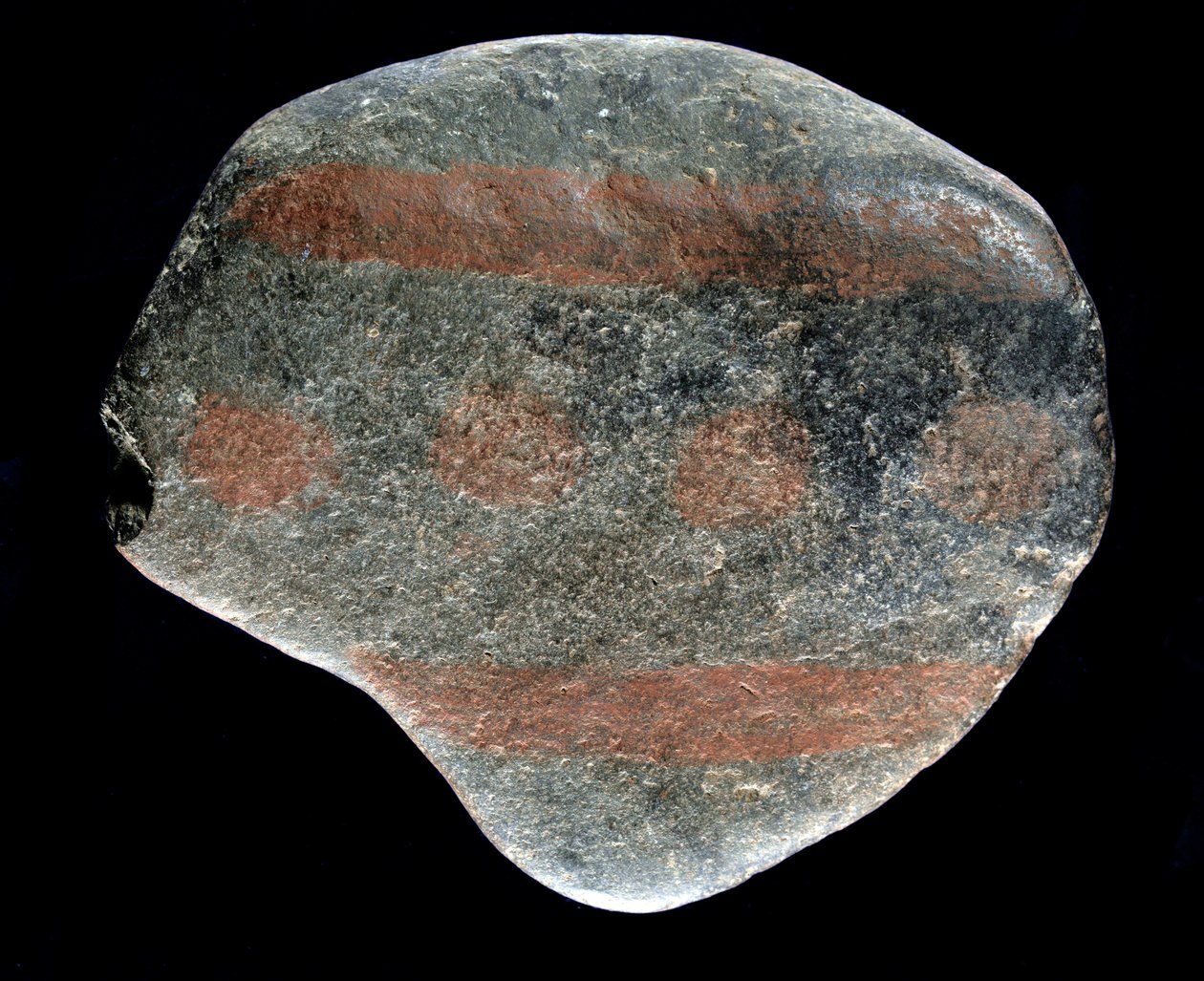 Forhistorie: malt rullestein fra Azilianerens tid. 9000 f.Kr. Saint-Germain-en-Laye, Nasjonalt arkeologisk museum av Prehistoric Prehistoric