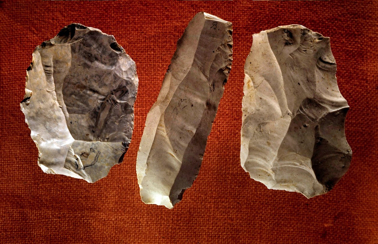 Forhistorie: upolerte utskårne økser. Neolittisk tid. Saint Germain en Laye, Museum of National Antiquities av Prehistoric Prehistoric