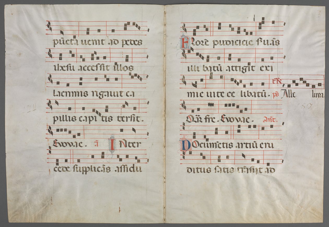 Bifolium fra et antifonarium: Musikk av Primo Miniatore di San Domenico