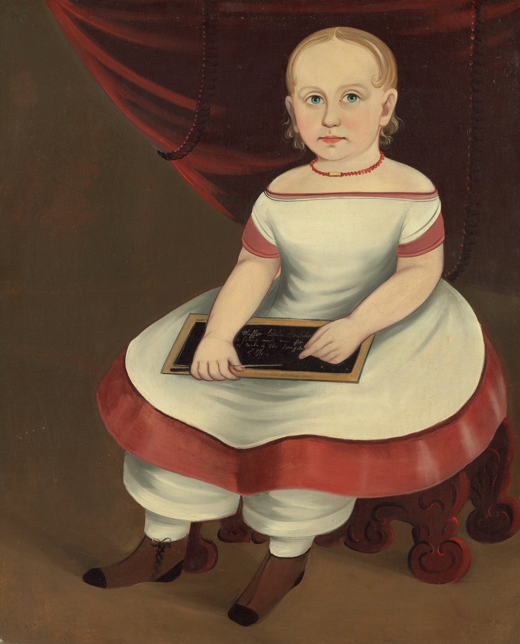 Liten jente med skifer, ca. 1845. av Prior Hamblin School