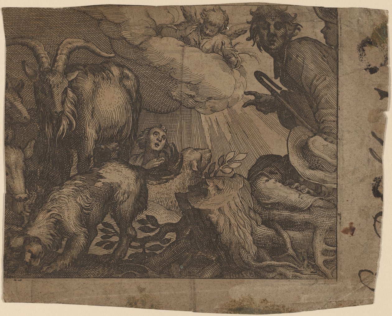 Bebudelse til hyrdene av Probably Netherlandish 17th Century