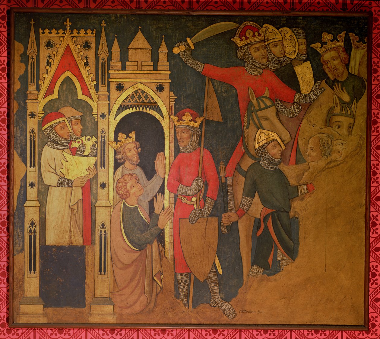 Fangenskap av kong Jojakin av Israel, rekonstruksjon av et veggmaleri opprinnelig i Painted Chamber of the Palace of Westminster av Professor Ernest Tristram