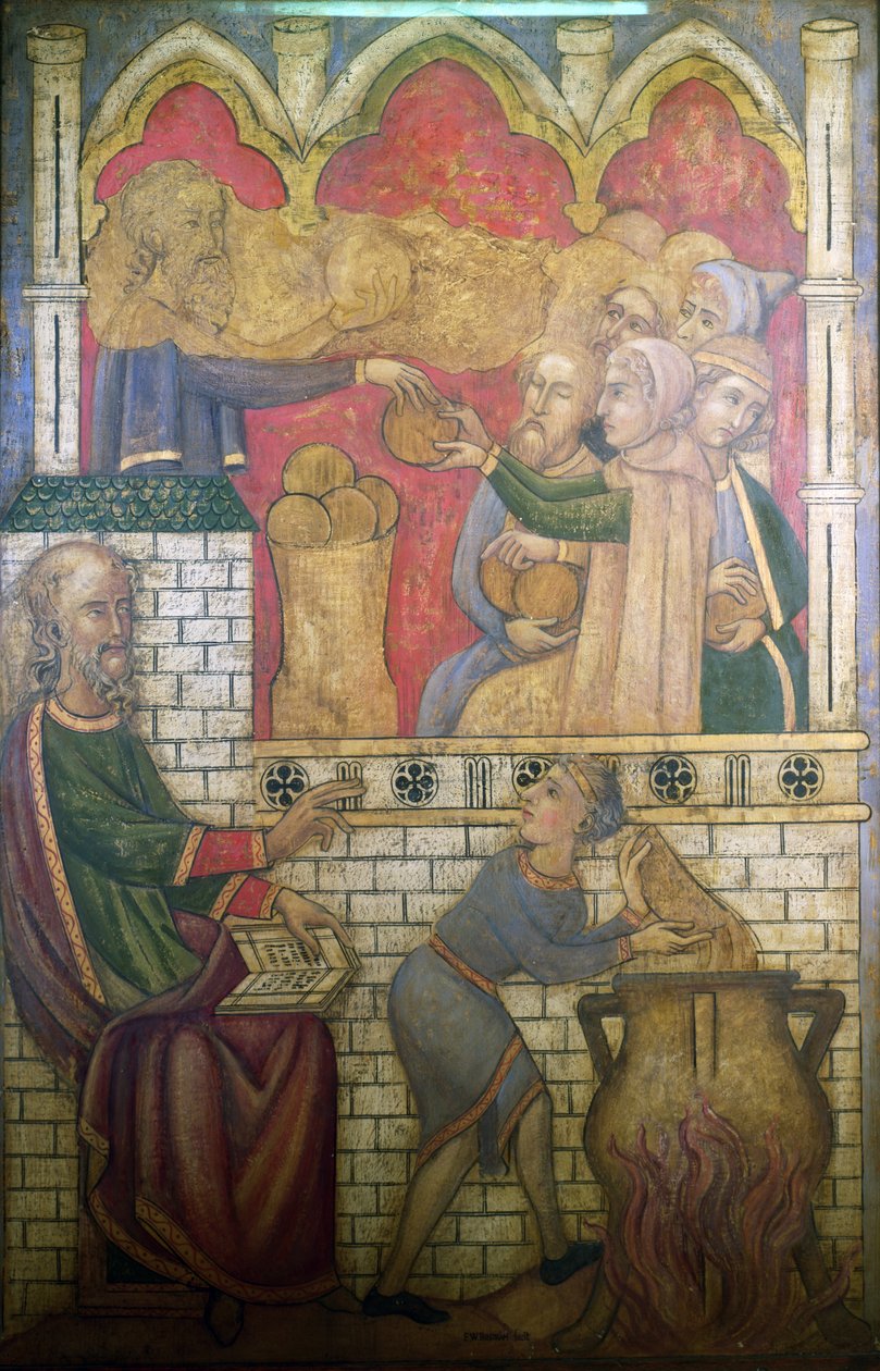 The Miracles of Elisha , rekonstruksjon av et veggmaleri i Painted Chamber of the Palace of Westminster av Professor Ernest Tristram