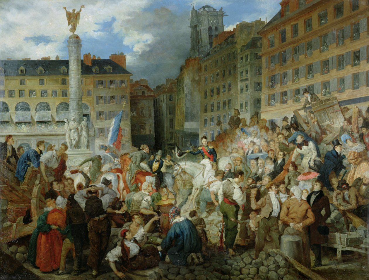 Hertugen av Orleans krysser Place du Chatelet 31. juli 1830 av Prosper Lafaye or Lafait