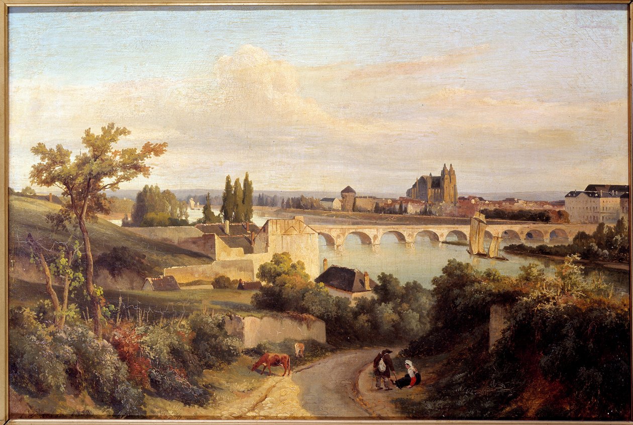 The Bridge of Tours i 1833 Maleri av Prosper Barbot (1798-1878) 1833 Nantes, Musee des Beaux Arts av Prosper Barbot