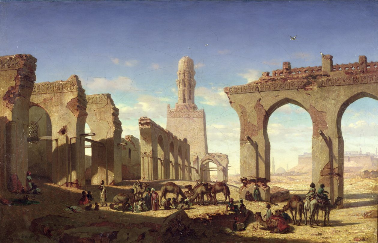 Ruinene av moskeen til kalifen El Haken, Kairo, ca. 1840 av Prosper Georges Antoine Marilhat