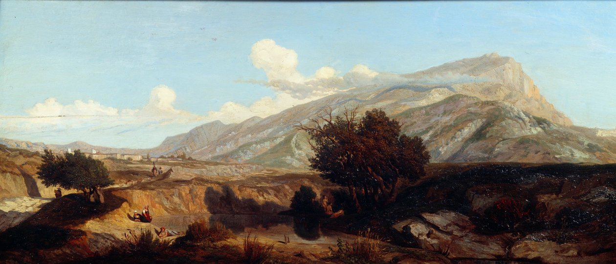 Utsikt over det hellige fjellet Victory-landskapet til maquis i sør. Maleri av Prosper Joseph Gresy (1804-1874) 1800-tallet Aix en Provence, Musee Granet av Prosper Joseph Gresy