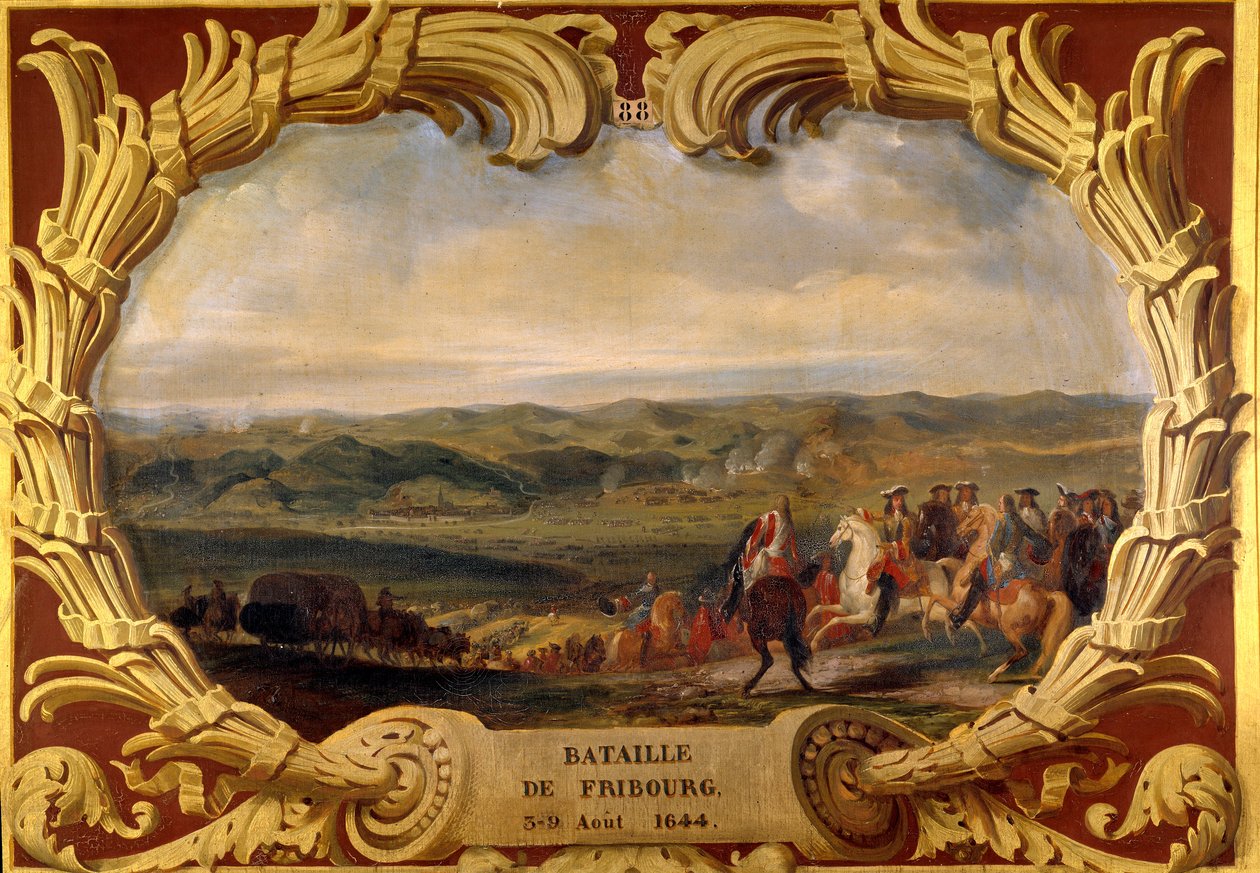 Slaget ved Fribourg fra 3. til 09.08.1644 Seier av Grand Conde (Louis II Prince of Bourbon) (Bourbon-Conde) (1621-1686) og Henri de La Tour d
