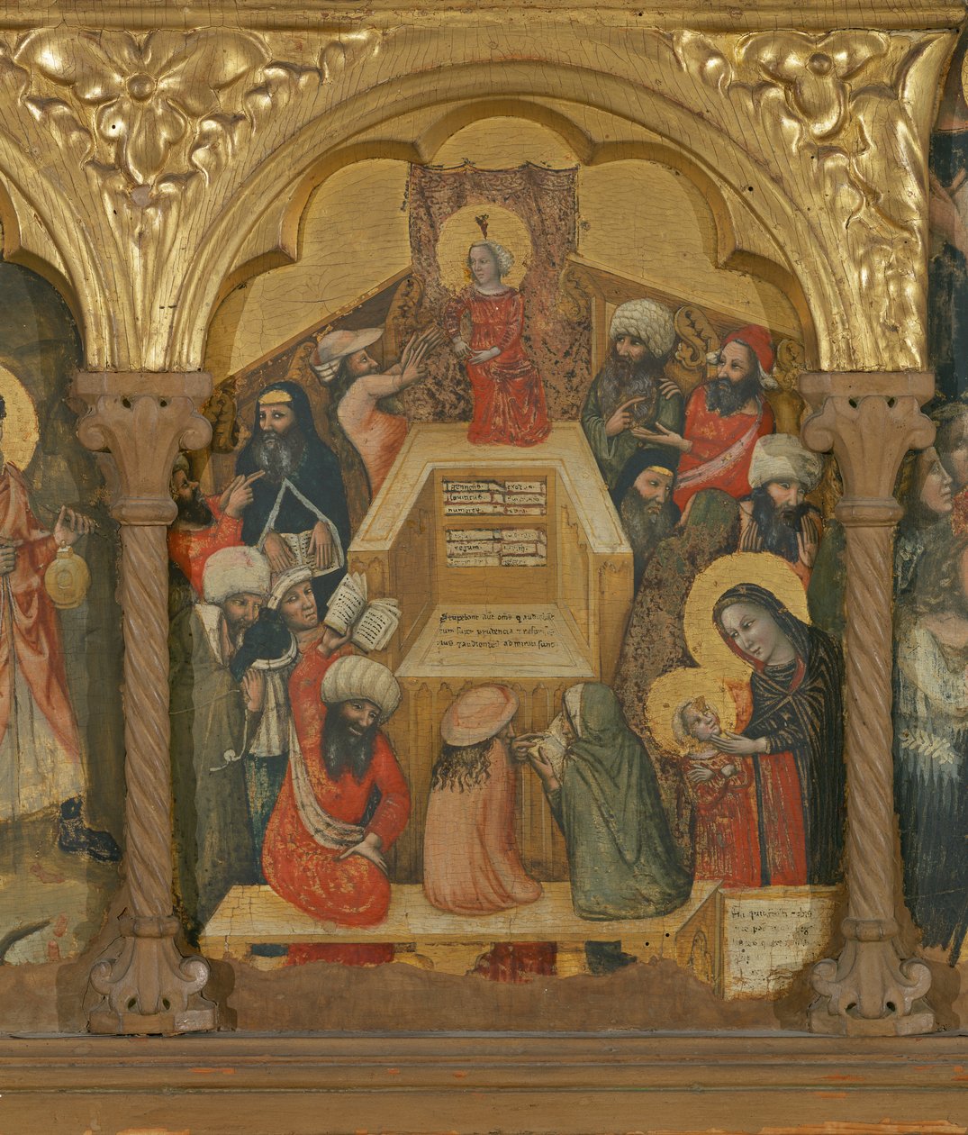 Polyptych of the Dormition of the Virgin, detalj av Jesus med legene (tempera på panel) av Pseudo Jacopino di Francesco
