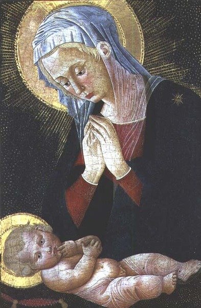 Madonna elsker Kristusbarnet (tempera på panel) av Pseudo Pier Francesco Fiorentino
