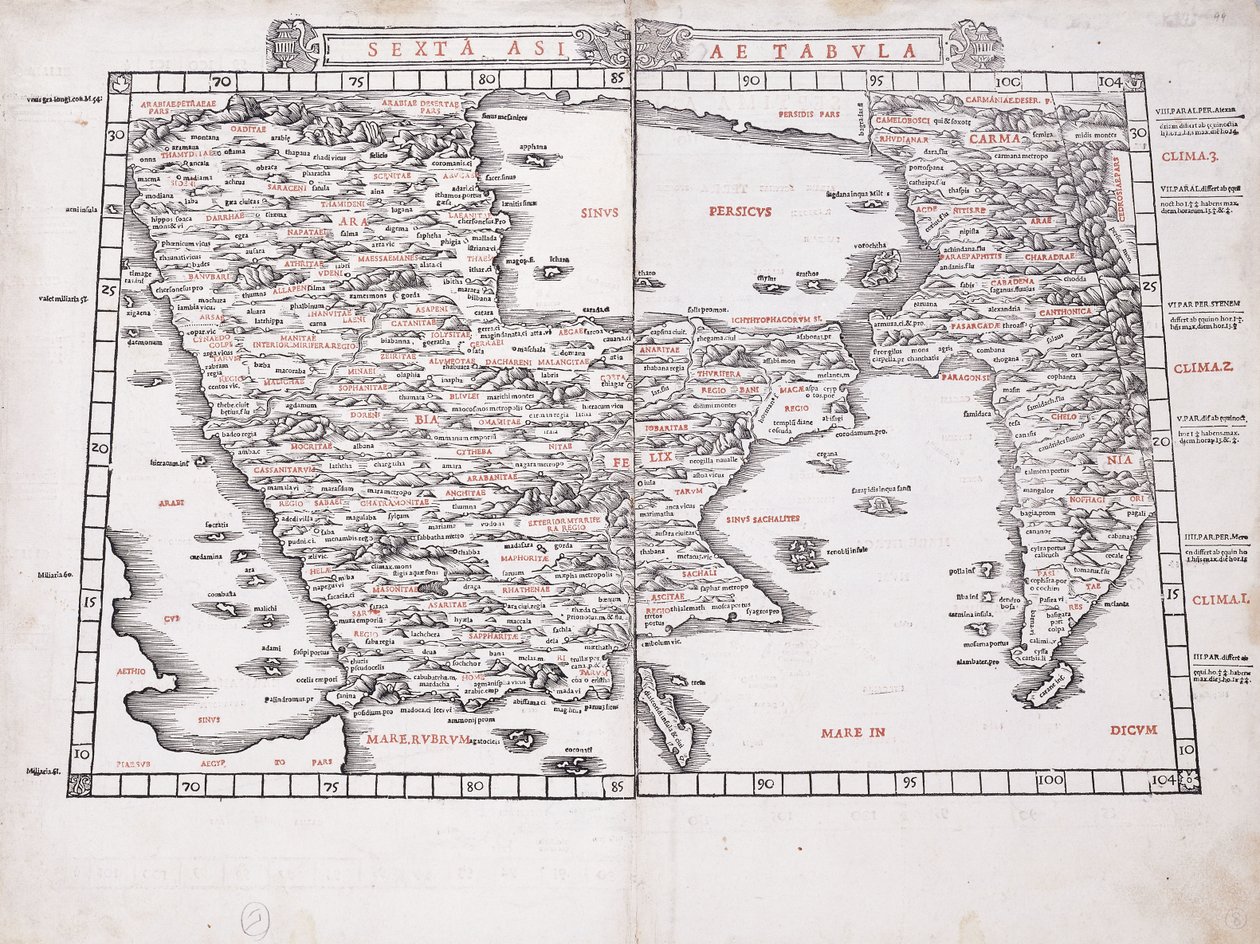 Det sjette kartet over Asia av Ptolemy