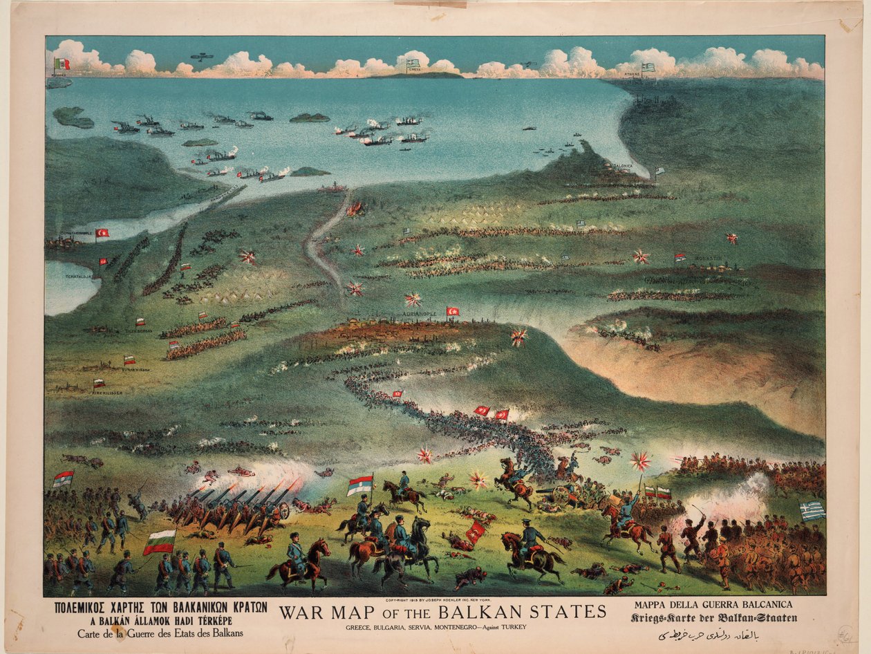 Krigskart over Balkanstatene av Publisher Joseph Koehler New York