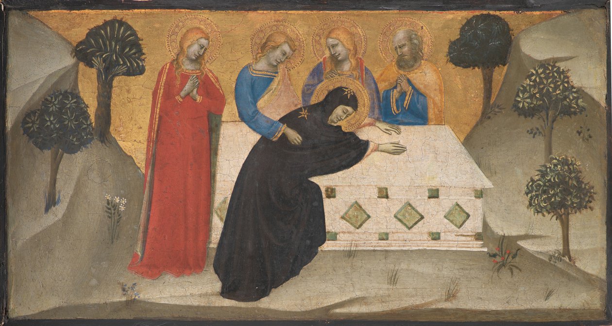 The Virgin Swooning og de tre Maries ved Kristi grav av Puccio di Simone