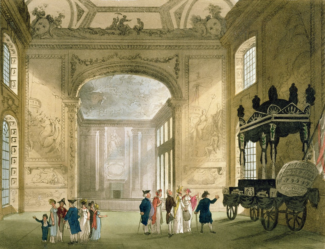Greenwich Hospital fra Ackermanns Microcosm of London (trykk) av Pugin and Rowlandson