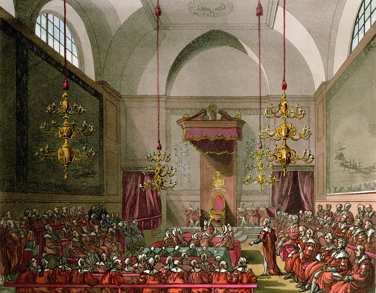House of Lords fra Ackermanns "Microcosm of London" av Pugin and Rowlandson