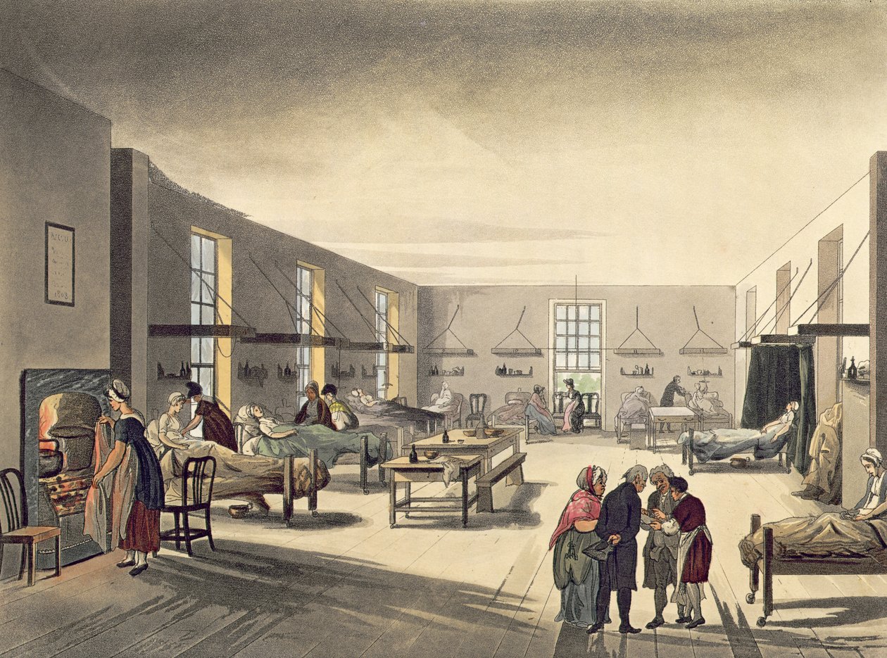 Middlesex Hospital fra Ackermanns "Microcosm of London" av Pugin and Rowlandson