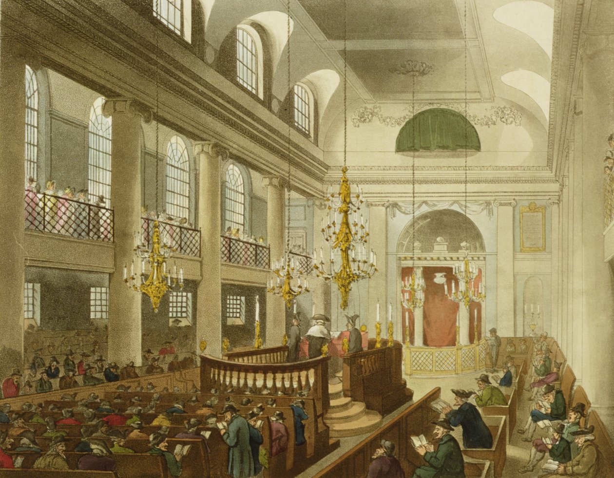 Synagoge, Dukes Place, Houndsditch, fra Ackermanns 