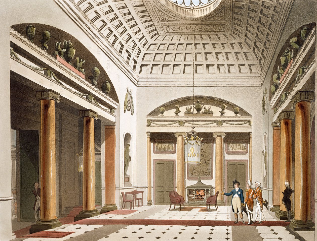 The Hall, Carlton House, fra Ackermanns "Microcosm of London" av Pugin and Rowlandson