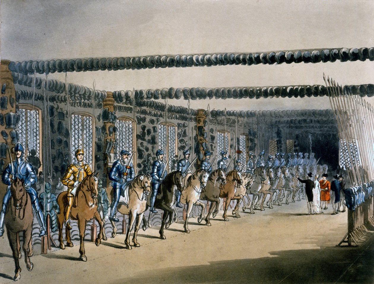 The Horse Armor Tower, trykk laget av R. Ackerman, 1809 av Pugin and Rowlandson