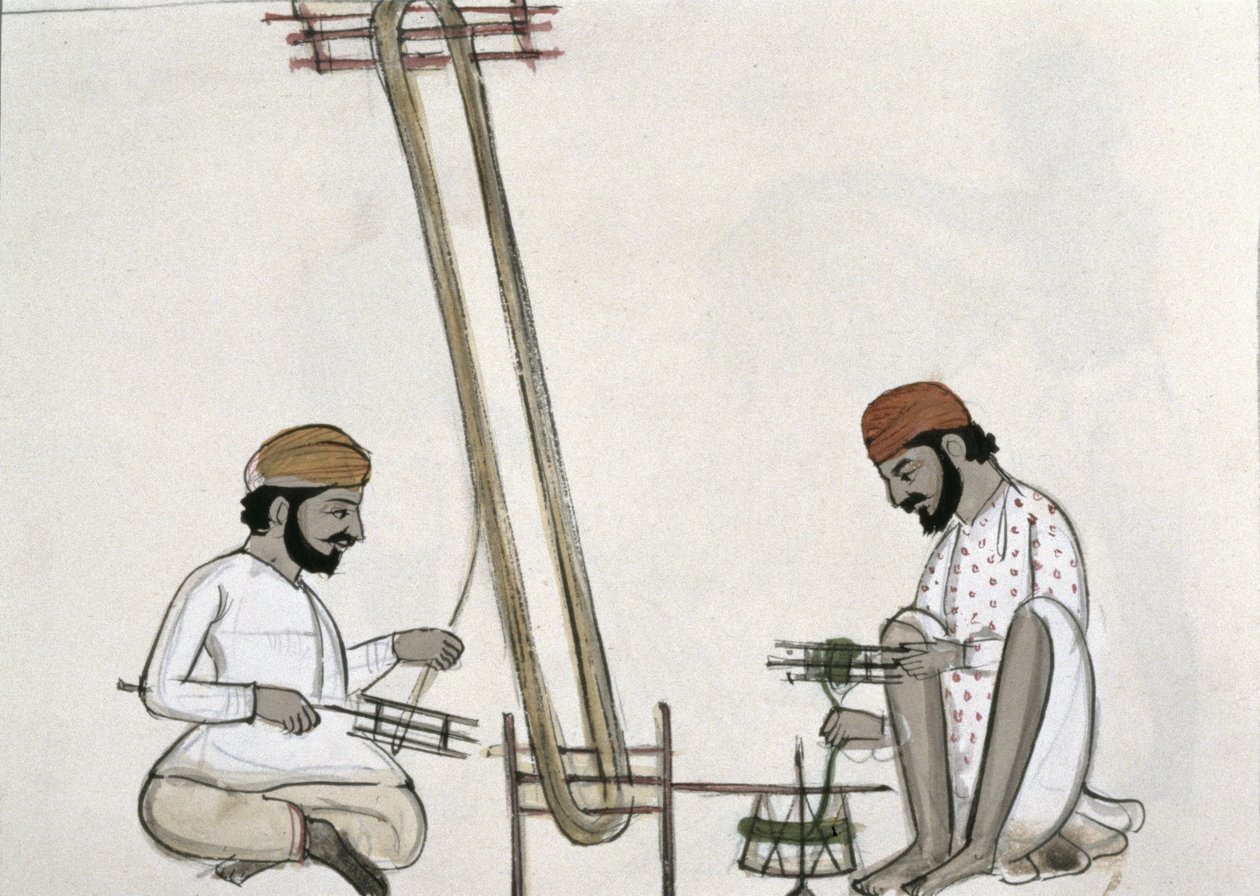 Silkeruller, ca. 1890 (wc på papir) av Punjabi School