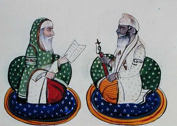 Fakir Nur-ud-din og Sardar Atar Singh, ca. 1890 (akvarell på papir) av Punjabi School