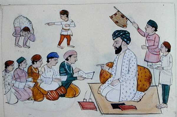 Indigenous School, ca. 1890 (akvarell på papir) av Punjabi School