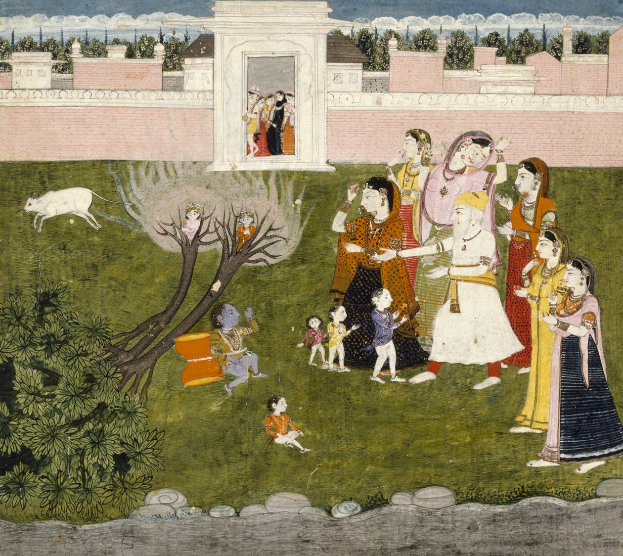 Uten tittel (historie om Krishna), ca. 1800 (tempera på lagt papir) av Kangra