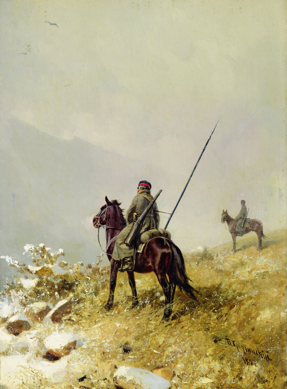 The Patrol, 1887 (olje på papp) av Pyotr Nikolayevich Grusinsky