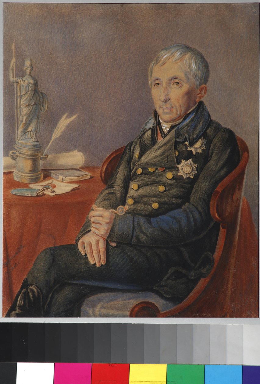 Portrett av Alexey Nikolaevich Olenin (1763-1843) av Olenin, Pjotr ​​Alekseevich (1828-1855) av Pyotr Alexeevich Olenin