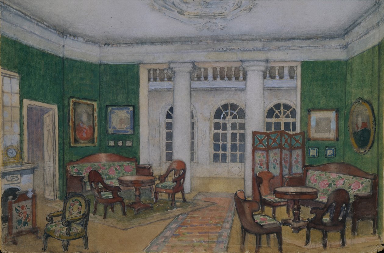 Scenografi for operaen Eugene Onegin av P. Tsjaikovskij, 1900-tallet av Pyotr Borisovich Lambin