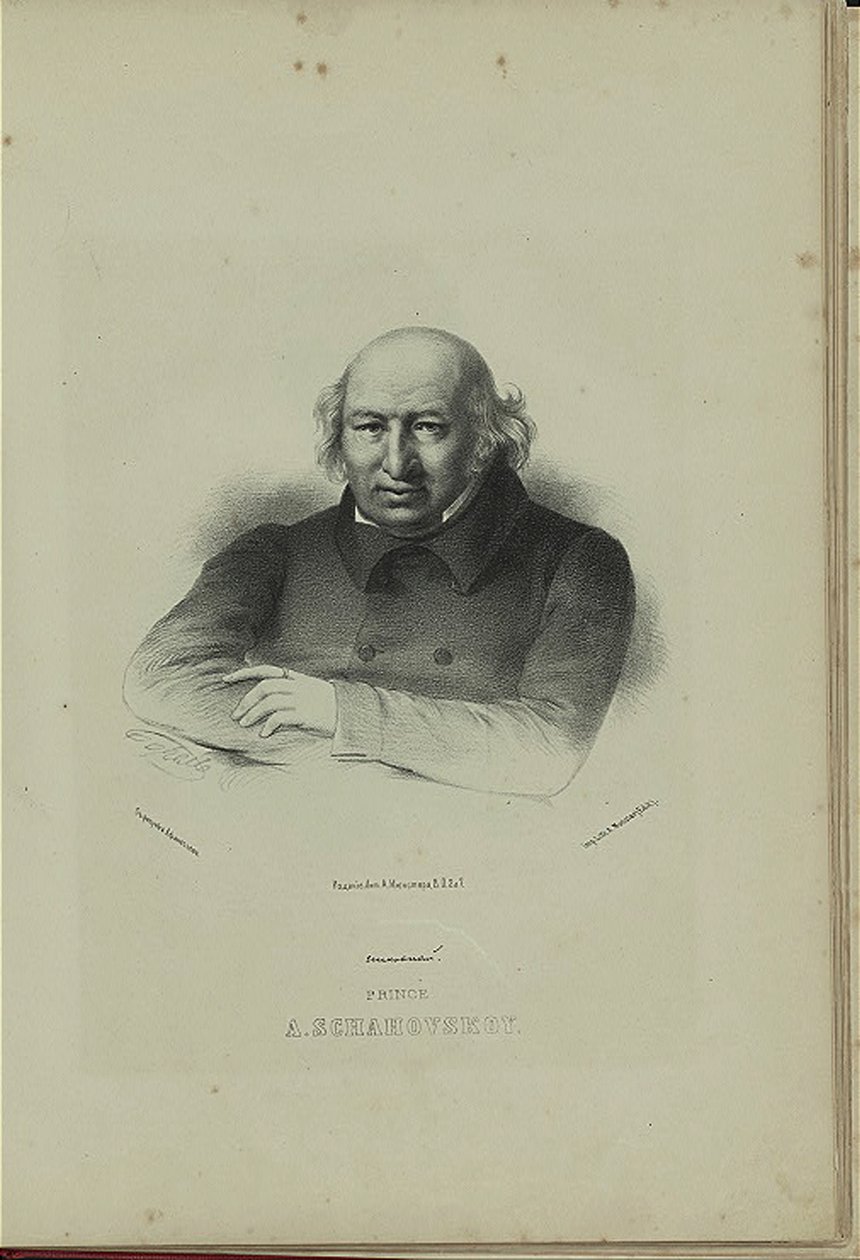 Portrett av forfatteren prins Alexander Shakhovskoi 1777-1846, 1860-tallet av Pyotr Fyodorovich Borel