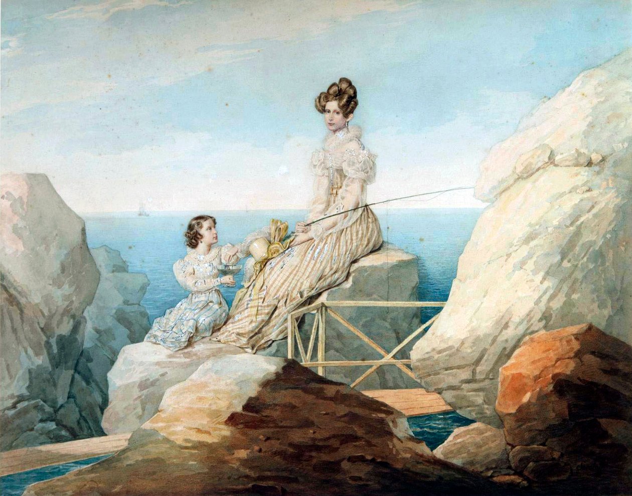 Keiserinne Alexandra Fyodorovna med datteren storhertuginne Maria Nikolaievna av Russland, 1820-årene. av Pyotr Fyodorovich Sokolov