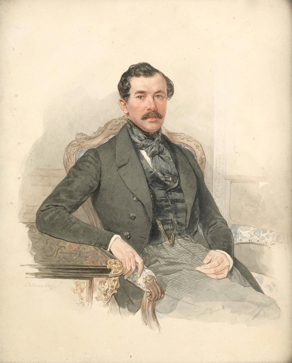 Maximilien de Leuchtenberg, mecene et mineralogiste - Portrett av Maximilian de Beauharnais, 3. hertug av Leuchtenberg (1817-1852) - Pyotr Fyodorovich Sokolov (1791-1848). Akvarell på papp Dimensjon : 25x21 cm Privat samling av Pyotr Fyodorovich Sokolov