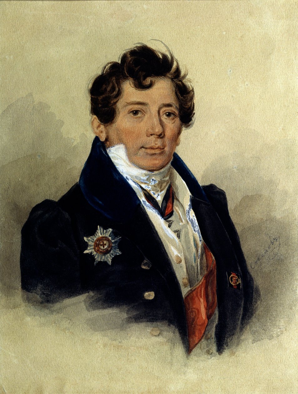 ""Portrett av Alexander Turgenev (1784-1846), russisk historiker og statsmann"" Litografi av Pyotr Fyodorovich Sokolov (1791-1848) 1816 Pushkin Memorial Museum, St. Petersburg av Pyotr Fyodorovich Sokolov