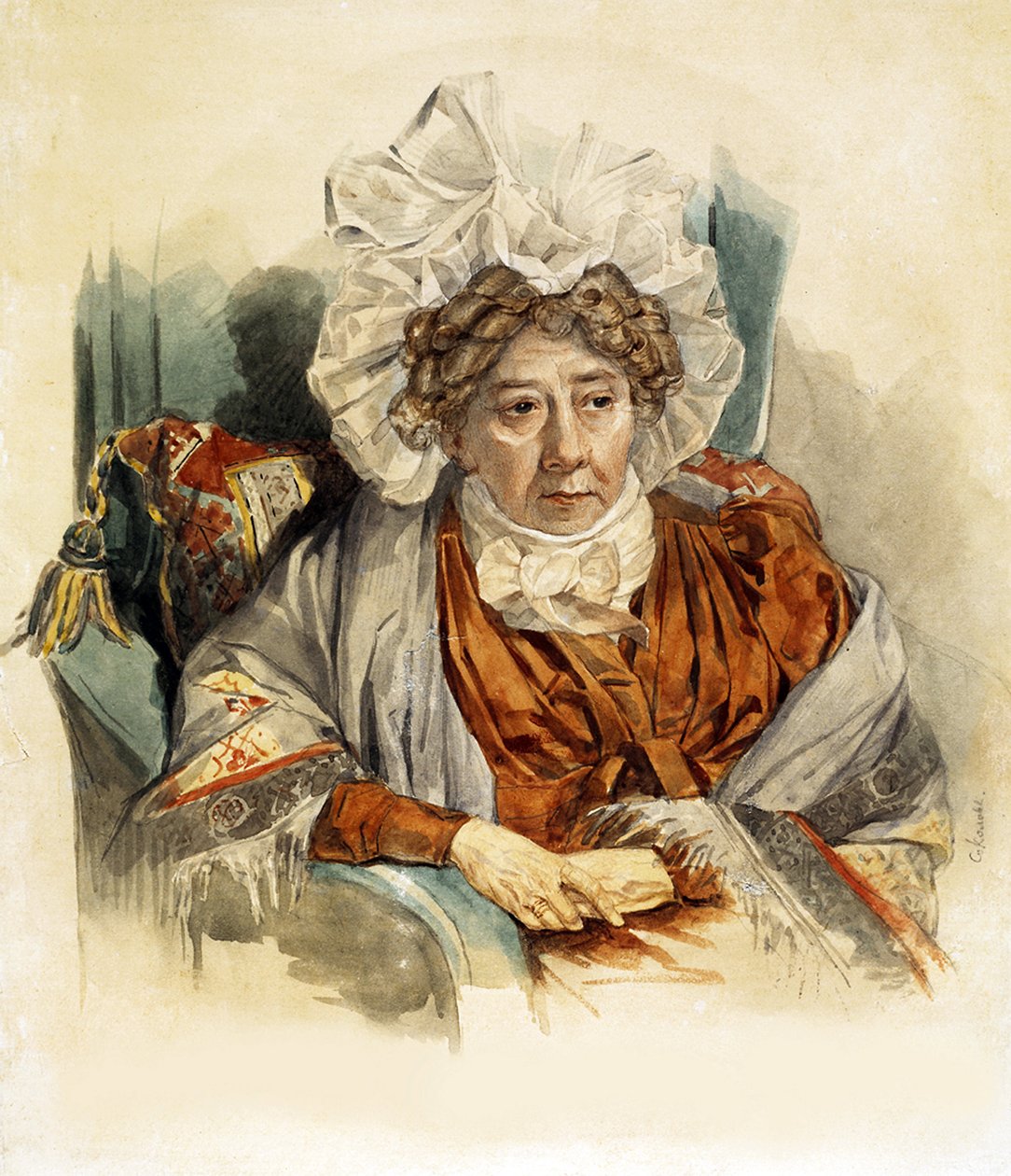 Portrett av Natalia Kirillovna Zagryazhskaya (nee comtesse Razumovskaya av Pyotr Fyodorovich Sokolov