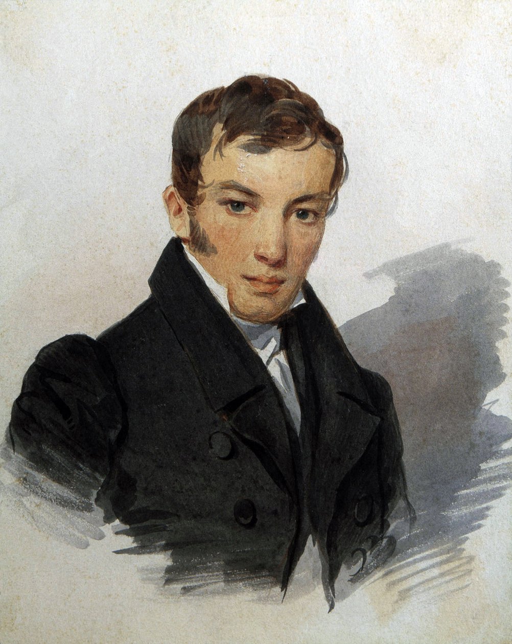 Portrett av Vasily Joukovski (1783-1852), russisk poet (Portrett av poeten Vasily Zhukovsky). Verk av Piotr (Pyotr) Fiodorovitch Sokolov (Peter Sokolov) (1791-1848), ca. 1820. Akvarell på papir. St. Petersburg, Museum A. Pushkin Memorial Museum av Pyotr Fyodorovich Sokolov