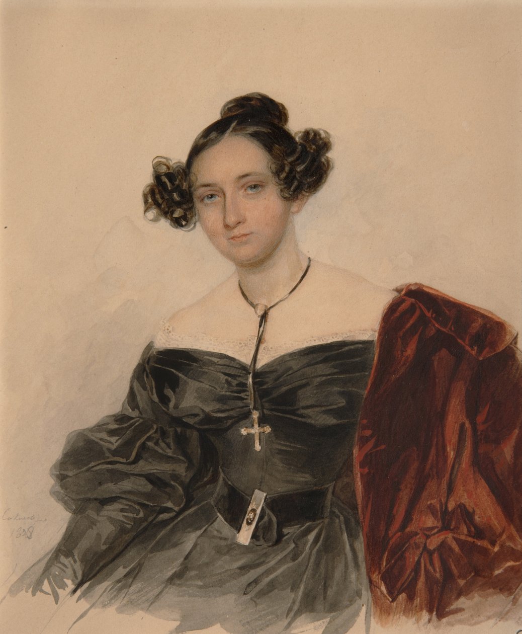 Portrett av grevinne Nadezhda Ivanovna Golitsyna 1796-1868, født grevinne Kutaysova, 1832 av Pyotr Fyodorovich Sokolov