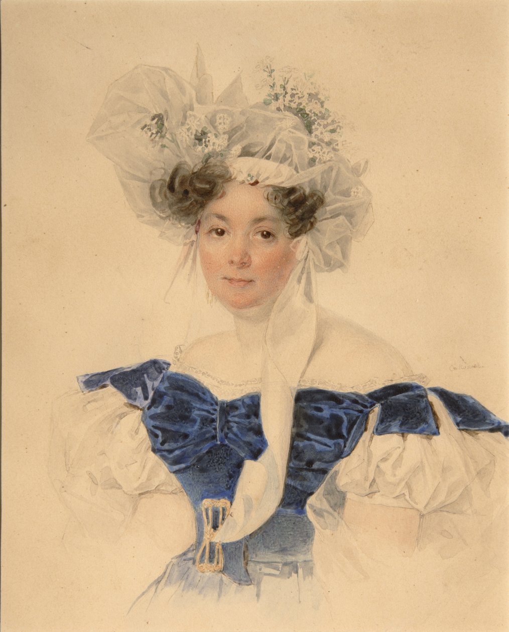 Portrett av grevinne Varvara Sergeyevna Golitsyna 1794-1875, født Rumyantseva-Kagulska, midten av 1830-årene av Pyotr Fyodorovich Sokolov