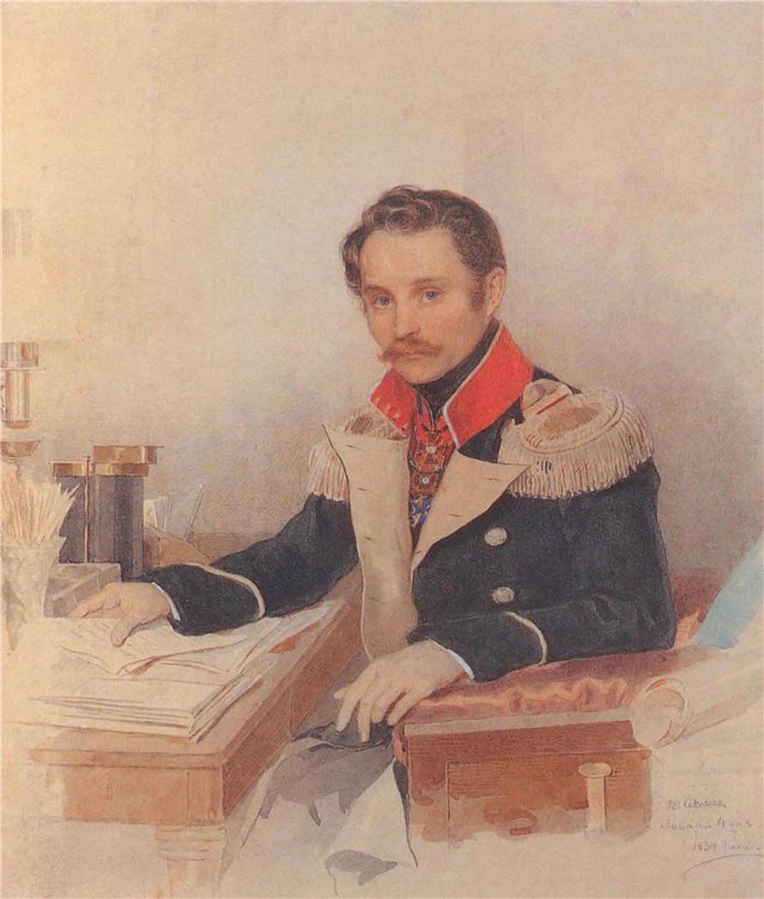 Portrett av Leonty Vasilievich Dubelt 1792-1862, stabssjef for Corps of Gendarmes, 1834 av Pyotr Fyodorovich Sokolov