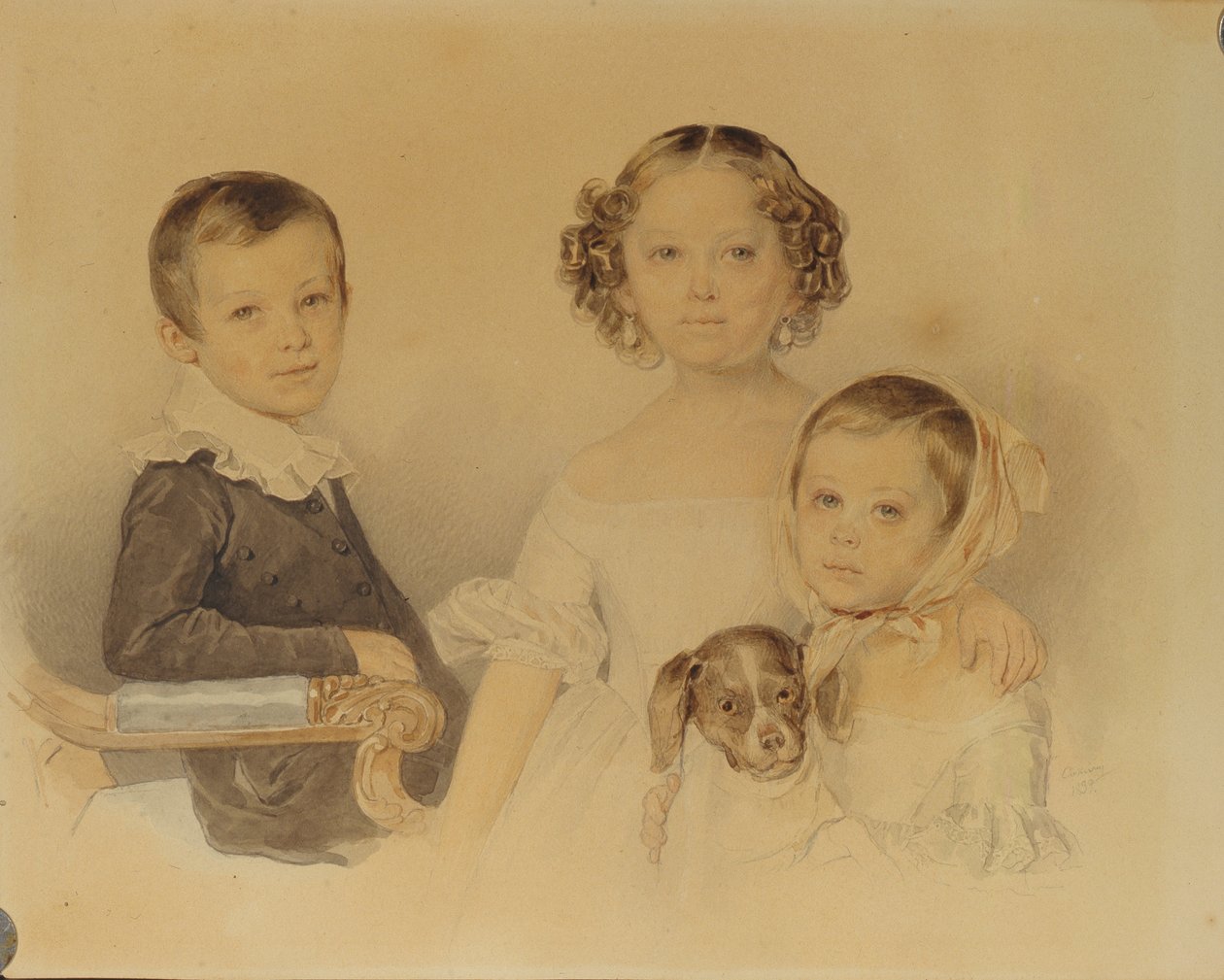 Portrett av Lanskoy-barna, 1839 av Pyotr Fyodorovich Sokolov