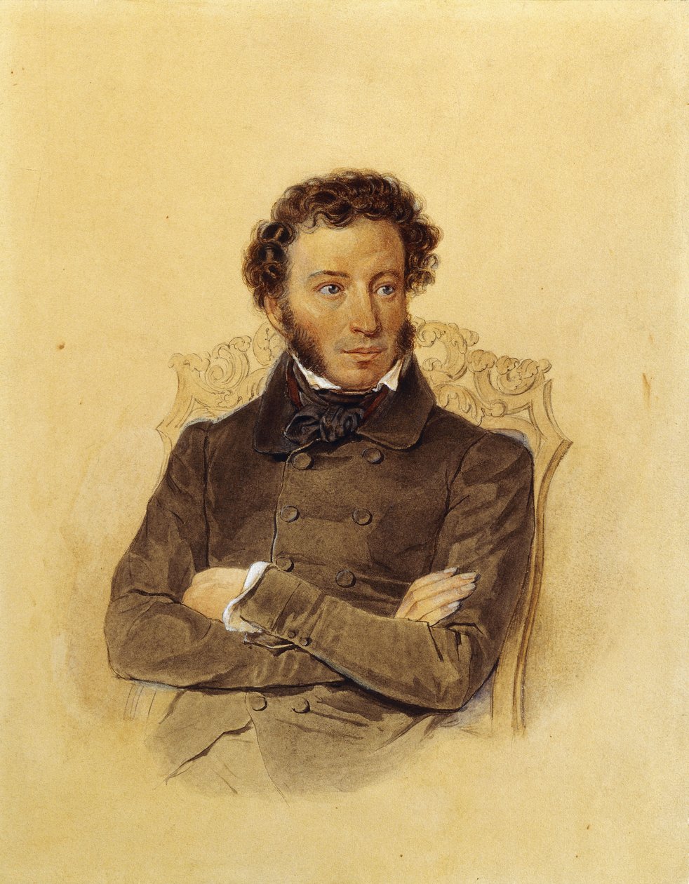 Portrett av poeten Aleksandr Sergeevich Pushkin, ca. 1830 av Pyotr Fyodorovich Sokolov