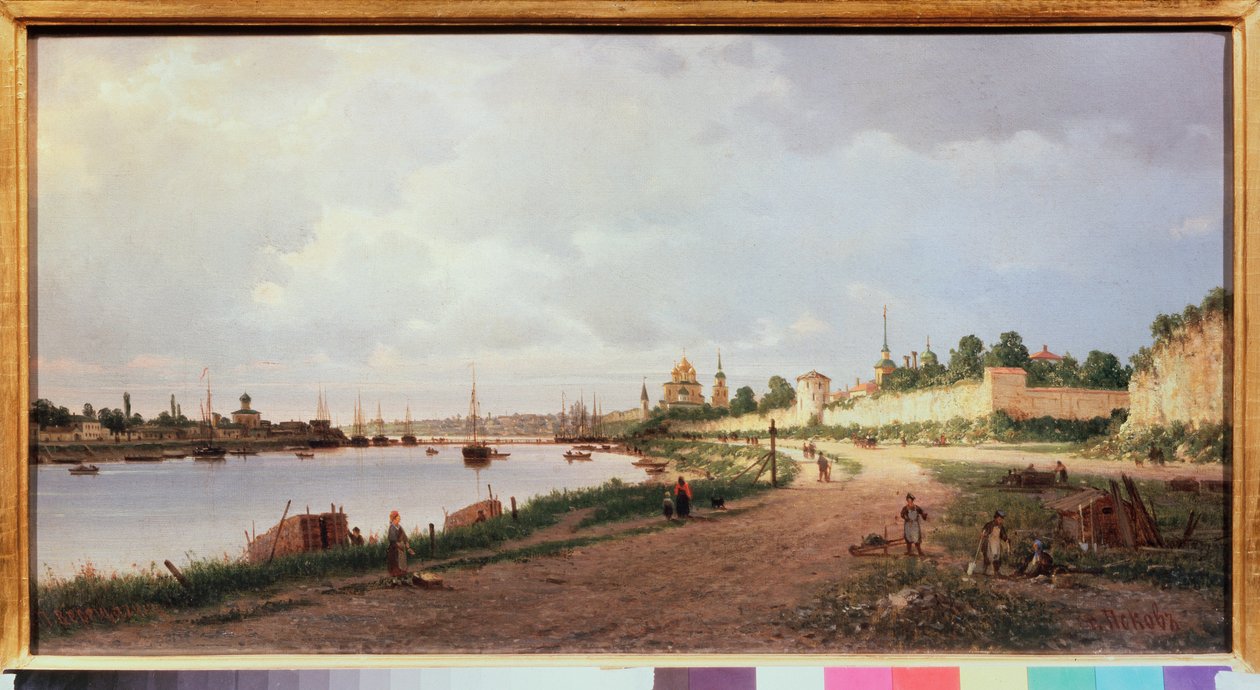 Pskov (Russland) (Pskov) - Maleri av Pyotr Petrovich Vereshchagin (Pyotr Vereshchagin) (1836-1886), olje på lerret av Pjotr ​​​​Petrowitsch Wereschtschagin
