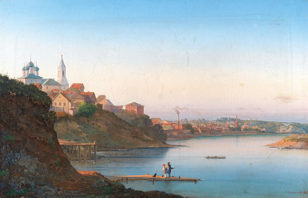 Dormition-kirken på Krutitsy i Moskva med Simonov-klosteret i bakgrunnen, 1858. av Pyotr Sergeevich Stepanov