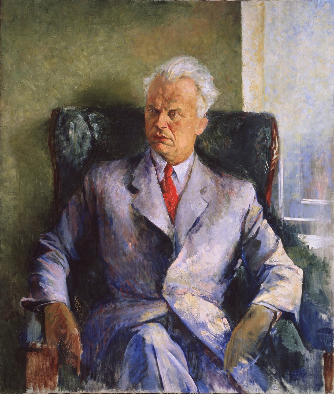 Portrett av forfatteren, produsenten og regissøren av filmer Olexandr Dovzhenko 1894-1956, 1947 av Pyotr Vladimirovich Williams
