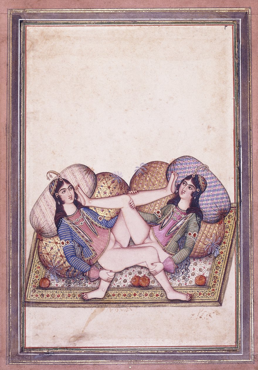 En erotisk scene, midten av 1800-tallet av Qajar School